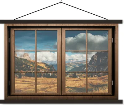 Produktbild von MuchoWow® Textilposter Aussicht - Weg - Berg 150x100 cm mit schwarzem Rahmen - Schlafzimmer