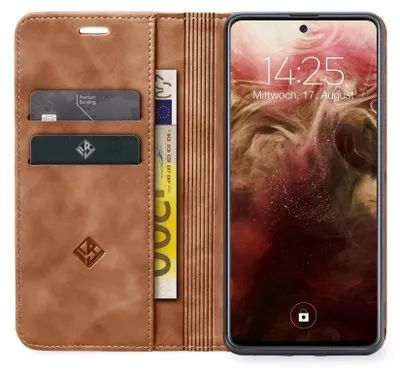 Produktbild von Handy Hülle für Xiaomi Redmi Note 10 Pro Klapphülle Bookcase Flip Cover Handy Tasche Etui Farbe: Hellbraun