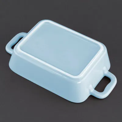 Produktbild von MINI rechteckige Auflaufform Ofen- Backform Keramik Set 4 St 11,5 x15,5x4 cm (Innenmaß) 400ml Blau