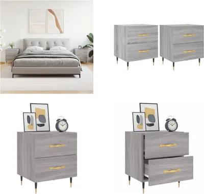 Imagen del producto de vidaXL Mesitas de noche, 2 unidades, color gris Sonoma, 40x35x47,5 cm, material de madera. - Mesita de noche - Mesitas de noche - Mueble - Mesilla de noche