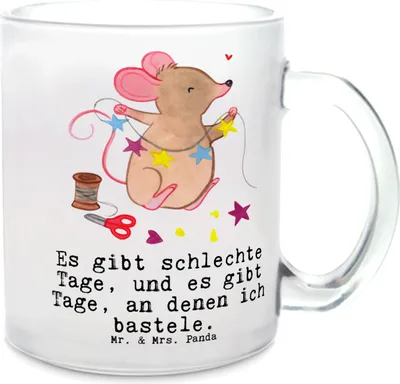 Produktbild von Mr. & Mrs. Panda Tee Tasse Maus Basteln - Transparent - Geschenk, Teeglas, DIY, glastasse, Kreatives, Haferl, Pott, Teetasse, Häferl