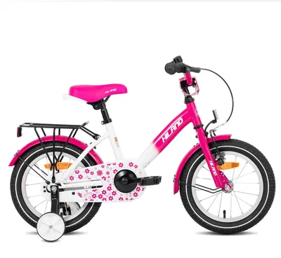 Produktbild von Kinderfahrrad 30 cm - Mädchenfahrrad mit Stützrädern - Stahlrahmen - Vorderrad Handbremse und Rücktrittbremse hinten - Gepäckträger - Pink