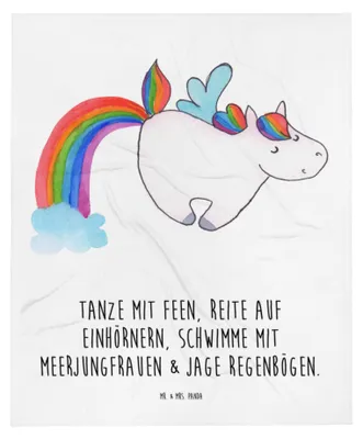 Produktbild von Mr. & Mrs. Panda Plaid Einhorn Fliegendes Pferd - Weiß - Geschenk, Schlummerdecke, Regenbogen, Schmusedecke, Erstlingsdecke, Spielen, Unicorn, Glitzer, Fleecedecke