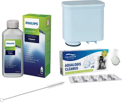 Produktbild von Saeco Philips Kaffeemaschinen-Wartungsset Aqualogis AL-Clean 1pc, Cleaneo 10tab, CA6700/10 Pinsel AQ-434