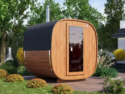Produktbild von Fjordholz Fass-Sauna Modell Quadro 230 cm