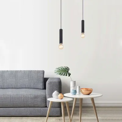 Produktbild von LED Hängeleuchte, Metall, Glas, Schwarz, Höhenverstellbar, H 160 cm