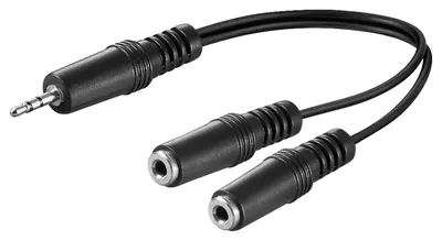Obrázok produktu pre Goobay 50465 Adaptér zvukového Y kábla 3,5 mm, 1x konektor 2x zásuvka mono, 0,2 m, čierny - konektor jack 3,5 mm (3-pin, stereo) > 2x konektor jack 3,5 mm (2-pin, mono)