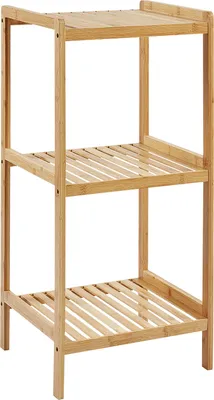 Produktbild von BELIANI Badregal Hellbraun Bambusholz 78 cm Hoch 3 Fächer Lamellen-Optik Latten-Optik Schmal Rustikal Badezimmer Ausstattung Badmöbel Holzregal