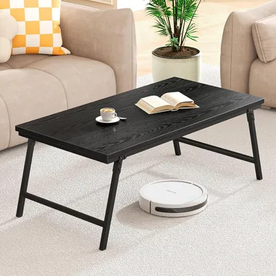 Produktbild von Klappbarer Couchtisch mit Tischbein-Schnallendesign, Holz, Schwarz, 105x55x40 cm