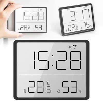 Digitalwecker mit Temperatur & Luftfeuchtigkeit, LCD, 4-in-1, schwarz