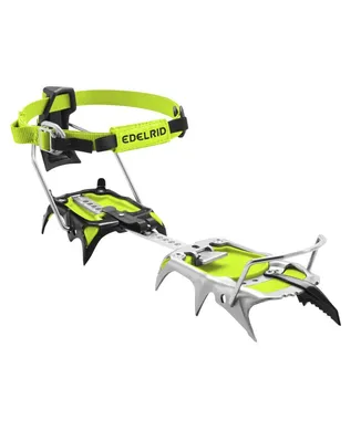 Beast Auto II Steigeisen von Edelrid; mit gelb-grüner und silberner Farbgestaltung; für Bergsport und Klettern.