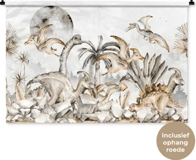 Produktbild von MuchoWow® Wandteppich Wandbehang Dino - Dschungel - Natur - Tiere - Kinder - Kinder 120x80 cm Tapisserie Dekoration Wandtuch - Wanddekorationen - Wandtücher