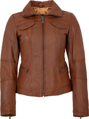 Produktbild von 7eleven - Damen Lederjacke Lammnappa tobacco : 36