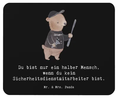 Produktbild von Mr. & Mrs. Panda Mauspad Sicherheitsdienstmitarbeiter Herz - Schwarz - Geschenk, pc mousepad, computermatte, Mouse Pad