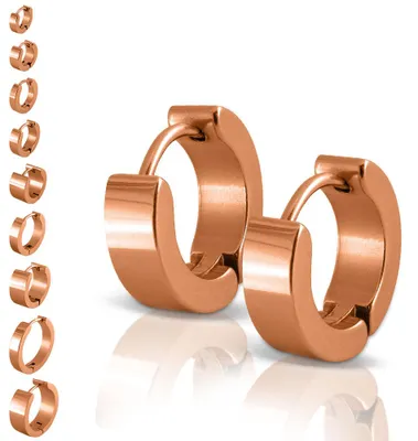 Produktbild von Edelstahl Klappcreolen Ohrringe Uni Silber oder Schwarz - Ø 20mm / 7mm breit roségold