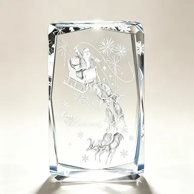 Image de Décoration de Noël en verre cristal, dimensions 5x5x8 cm, gravure laser 3D, idéale pour la décoration de table