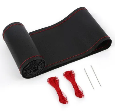Immagine prodotto di Copertura per volante per camion, 46-48 cm, colore rosso, in pelle, fai da te, antiscivolo
