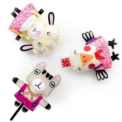 Image de Kit de bricolage Personnages en feutrine pour enfants, DIY animaux en feutrine, mouton, poule, chat