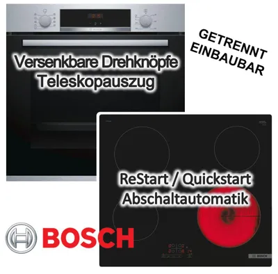 Produktbild von Herdset BOSCH Backofen EcoClean + Glaskeramik-Kochfeld rahmenlos autark 60 cm
