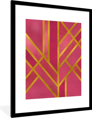 Produktbild von MuchoWow® Gerahmtes Poster Gold - Luxus - Geometrisch 60x80 cm - Poster mit Schwarzem Bilderrahmen Wandposter Rahmen Foto Bilder - Wohnzimmer - Dekorationen - Prämie