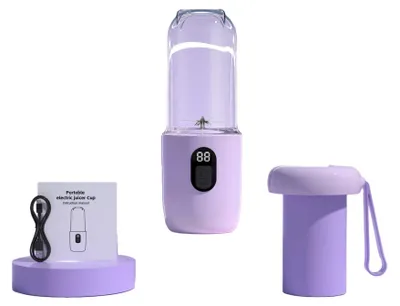 Obrázok produktu pre Prenosný mixér na smoothie – mini odšťavovač – bezdrôtový – s akumulátorom – pre domácnosť, cestovanie a auto – fialový