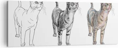 Produktbild von Bild auf Leinwand - Leinwandbild - Katzen Tiere Kinder Illustration - 140x50cm - Wand Bild - Wanddeko - Leinwanddruck - Bilder - Kunstdruck - Leinwand bilder - Wandkunst - AB140x50-3211