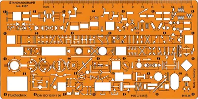 Produktbild von Standardgraph Schablone Hydraulik/ Pneumatik DIN ISO 1219 mit Tuschenoppen