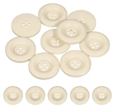 Produktbild von Runde Knöpfe aus Harz - 10 Stück, 30 mm, Beige, 4 Löcher
