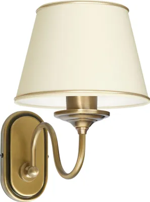 Produktbild von Wandleuchte Messing Goldpatina Stoffschirm Ecru abwaschbar 28x20x32cm E27 60W Wohnzimmer Schlafzimmer klassisch elegant Wandmontage IP20 warm