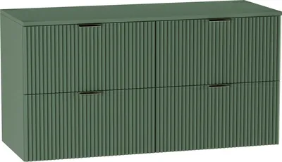 Obrázok produktu pre WENA Skrinka pod umývadlo 120 cm, rebrované čelá, kovové úchyty v zlatej farbe (farba: šalvia)