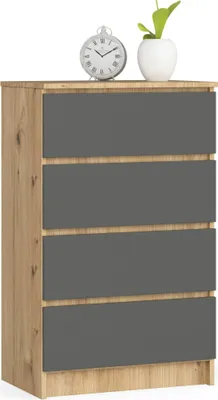 Obrázok produktu pre Akord Komoda 4 Zásuvky Remeselný Dub / Grafitová Sivá 60X40X99