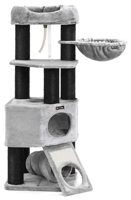 Obrázek produktu pro Kočičí strom – pro velké kočky – s houpací sítí – 141 cm – více úrovní – stabilní základna