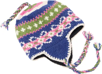 Produktbild von Wollmütze mit Ohrenklappen, Norwegermütze - Blau/rosa, Uni, Wolle, Mützen