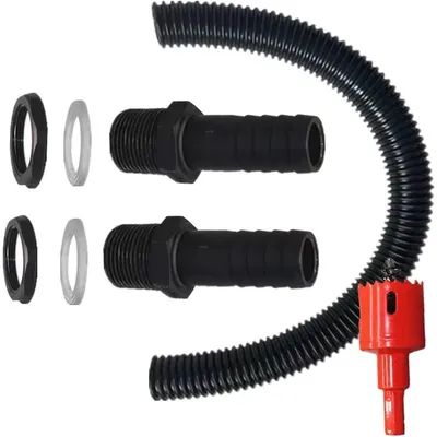 Productafbeelding van Regenwateropvangsysteem, aansluitset voor regentonnen, 25 mm, met 50/100 cm slang en gatzaag