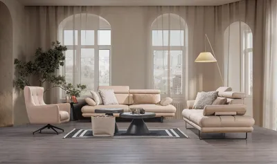 Produktbild von Villa Möbel Sofa Set Energy Grau-Seidengrau Stellvariante:2+1 Relax- und Bettfunktion, pflegeleichter Mikrofaser Samtstoff