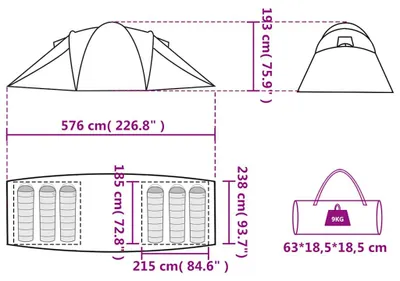 Productafbeelding van vidaXL Koepeltent voor gezinnen, 6 personen, groen, waterdicht