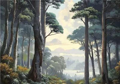 Produktbild von Fototapete 3D Effekt Wald Natur Bäume - 400x280 cm - inklusive kleister - Vlies Tapete - Vliestapete Wohnzimmer Schlafzimmer Küche Modern Wandtapete