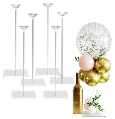 Acryl-Ballonständer-Set, 6 Stück, 40,6 cm, transparent, verstellbar