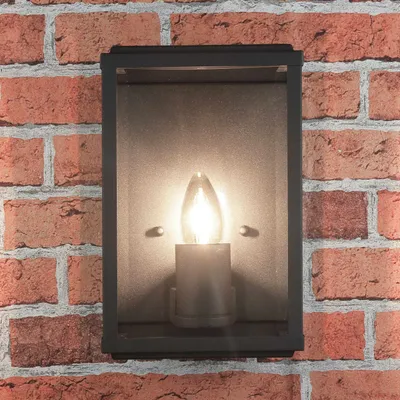 Immagine prodotto di Lampada da parete per esterni Moderna "Outdoor Wall & Porch" Lampada da parete in metallo nero e vetro Balcone Terrazza Giardino