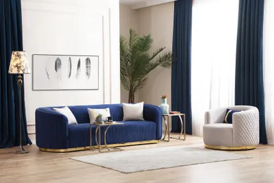 Produktbild von Moderne Sofagarnitur Dreisitzer Sessel Edelstahlmöbel Luxus Set Design