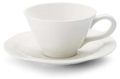 Teetasse mit Untertasse, Porzellan, Weiß, 17 x 17 x 7,5 cm