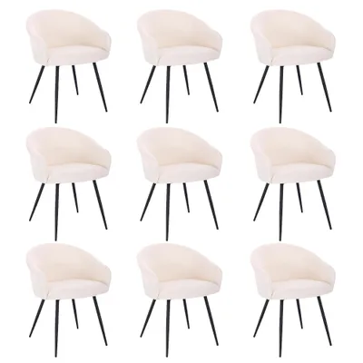 Produktbild von HOME DELUXE - Polsterstuhl CELESTE - 9 Stück, Farbe: Samt Weiß - weiche Polsterung, bis 120 kg belastbar I Küchenstuhl Speisestühle Esszimmerstühle