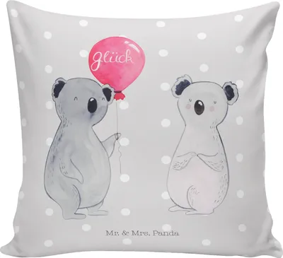 Produktbild von Mr. & Mrs. Panda kuschelkissen 40x40 Koala Luftballon - Grau Pastell - Geschenk, Koalabär, Party, Polster, Kissen, Geburtstag, zier, Sofakissen, Deko