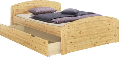 Produktbild von Funktionsbett kiefer massiv in Überlänge 140x220 Holzbett mit wählbarem Zubehör V-60.50-14-220Federholzrahmen inkl.