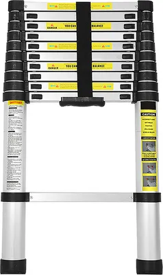 Produktbild von TolleTour Teleskopleiter Ausziehleiter Klappleiter Stabil Aluminium Stehleiter 3,2m Silber ohne haken