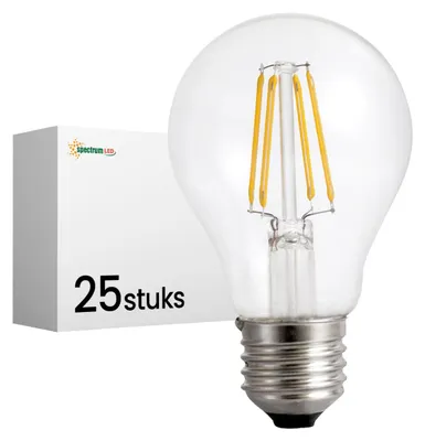Productafbeelding van Spectrum LED Peerlamp A60 E27 Helder - 3.8W 806lm 3000K - Warmwit - Vervangt 60W - 25 stuks