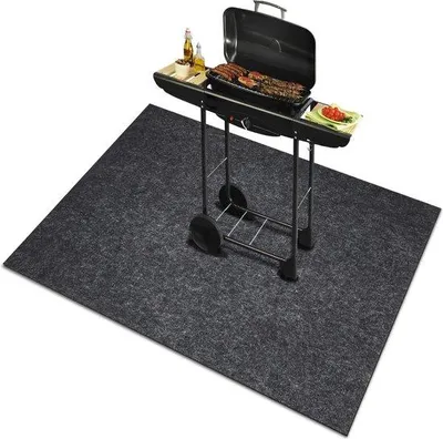 Image de Grand tapis de sol et de barbecue résistant à la chaleur et ignifuge pour l'extérieur, 130 x 90 cm