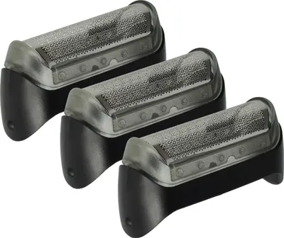 Produktbild von vhbw 3x Scherfolie Ersatz für Braun 5733700, 5733701, 20s, 20B, 65733701, 65733700, 5733703, 10B, 5733702 für Elektrorasierer + Rahmen, schwarz/silber