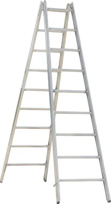 Produktbild von Alu-Sprossen Stehleiter Mod. 000 - Sprossenanzahl: 2 x 9, Länge: 2,68 m