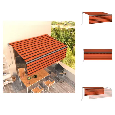 Produktbild von vidaXL Markise Automatisch Einziehbar mit Volant 4x3m Orange und Braun -  Markisen